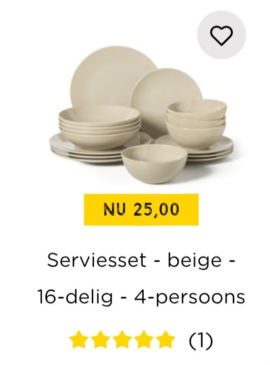 Beige 16-delige serviesset