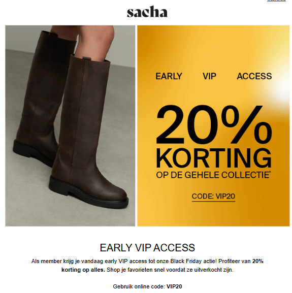 Sacha: 20% korting