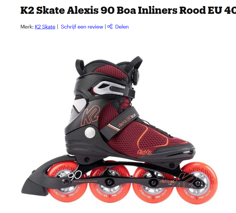 K2 Skate Alexis 90 Boa Inliners Rood EU 40 bij bol
