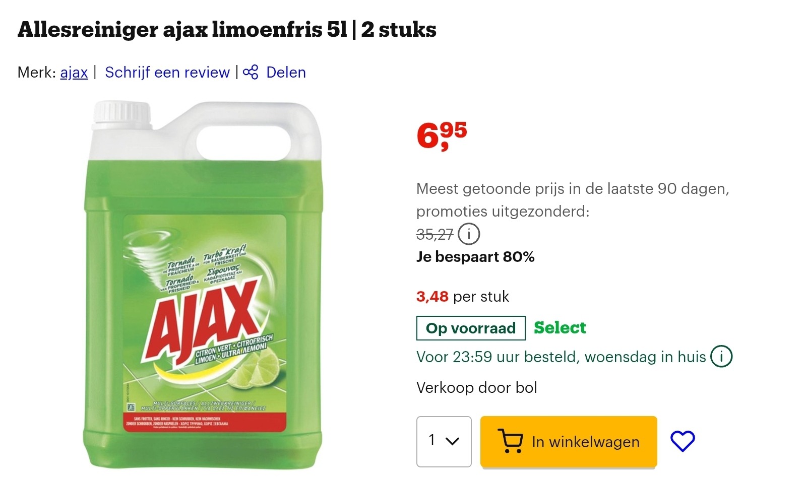 Allesreiniger ajax limoenfris 5l 2 stuks