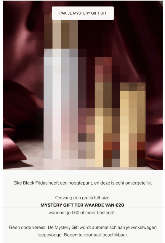 Gratis Mystery gift 🎁 Black Friday deals bij Meroda cosmetics 🎁
