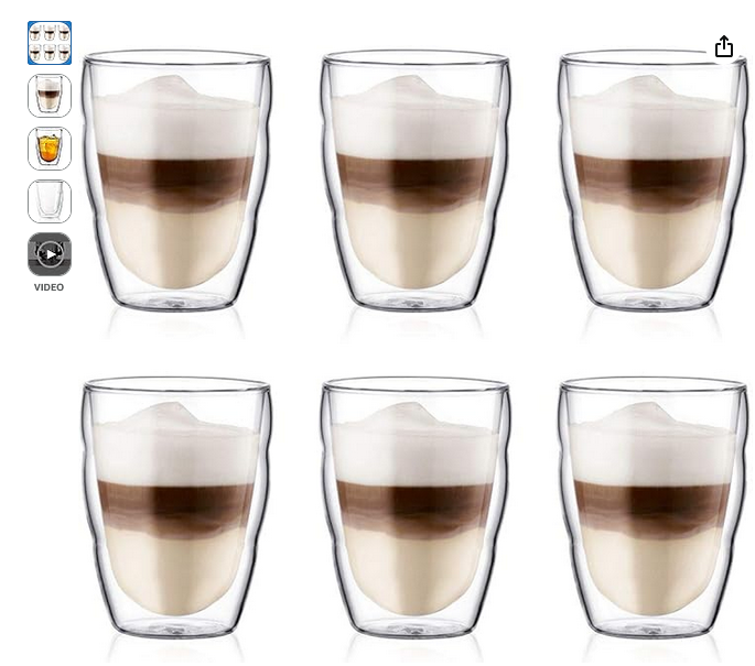 77% korting op set van 6 bodum glazen