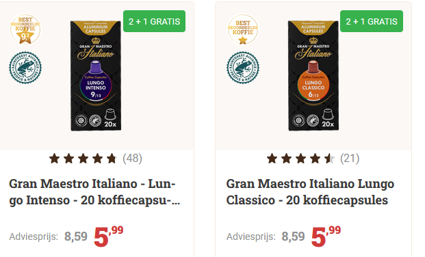 2+1 en 3+1 bij koffiemarkt