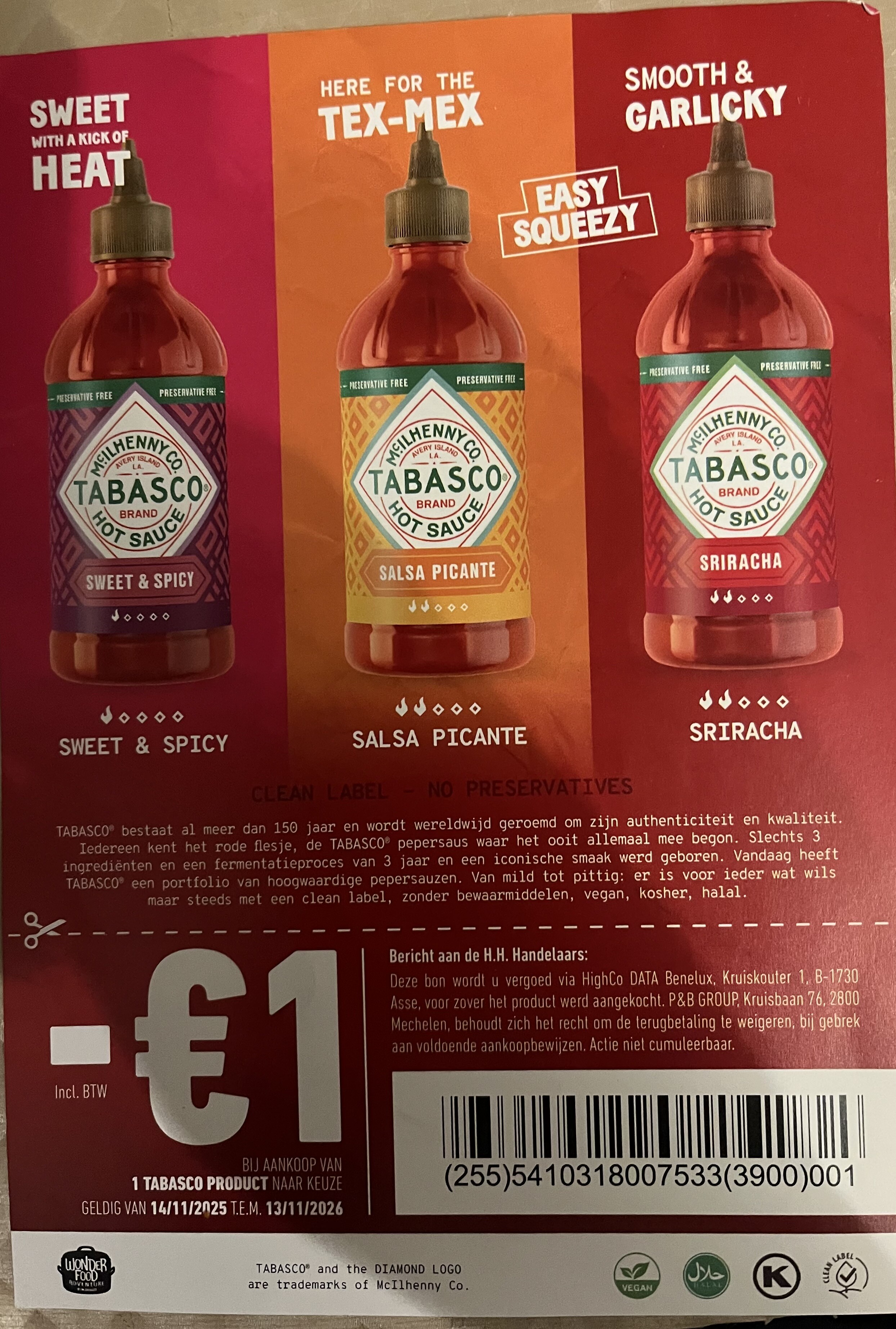Tabasco rodepepersaus pikant in promo