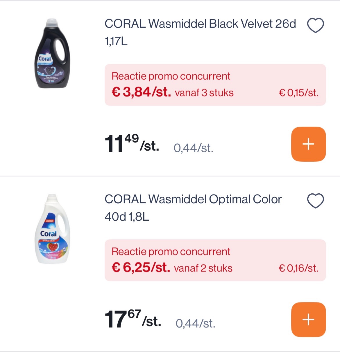 Coral wasmiddel veel goedkoper bij Colruyt