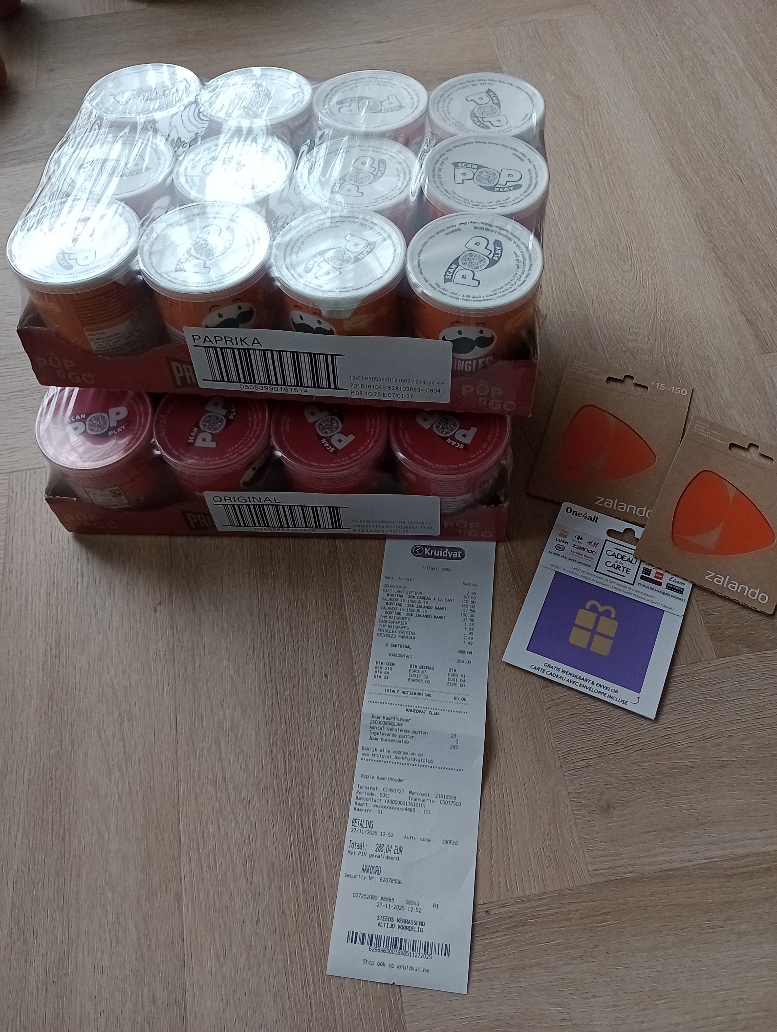 25% voordeel giftcard Zalando, 20% giftcard en Pringles