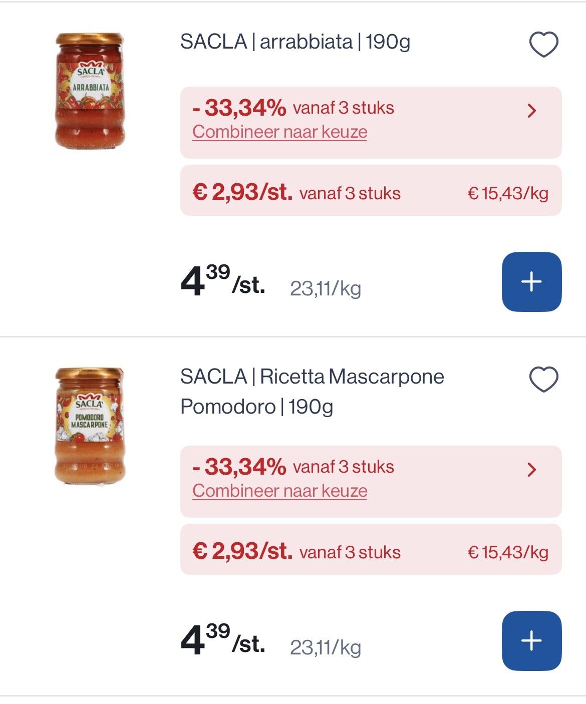 Sacla producten met dubbele korting