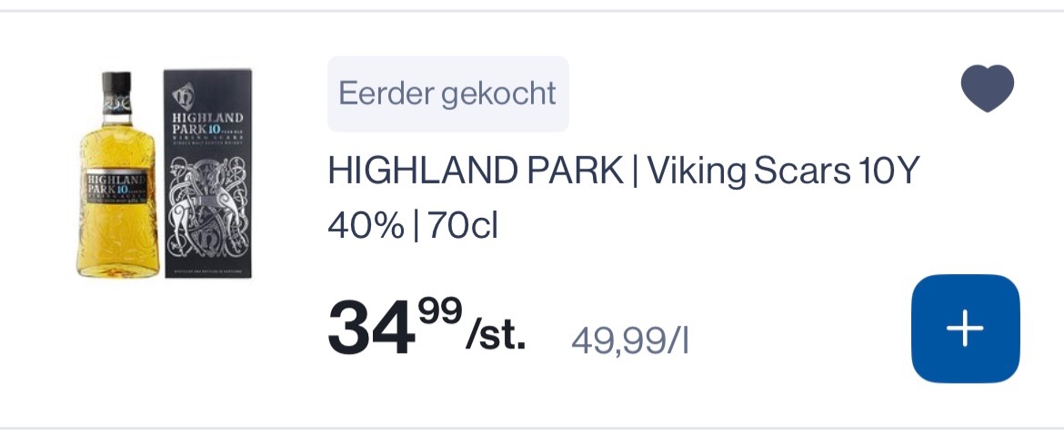 Highland park Viking 10y whisky voor 34,99€/fles