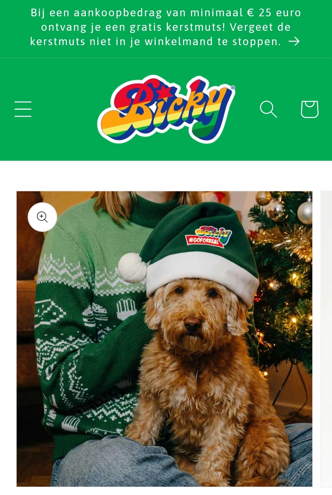 Gratis kerstmuts op de bicky website