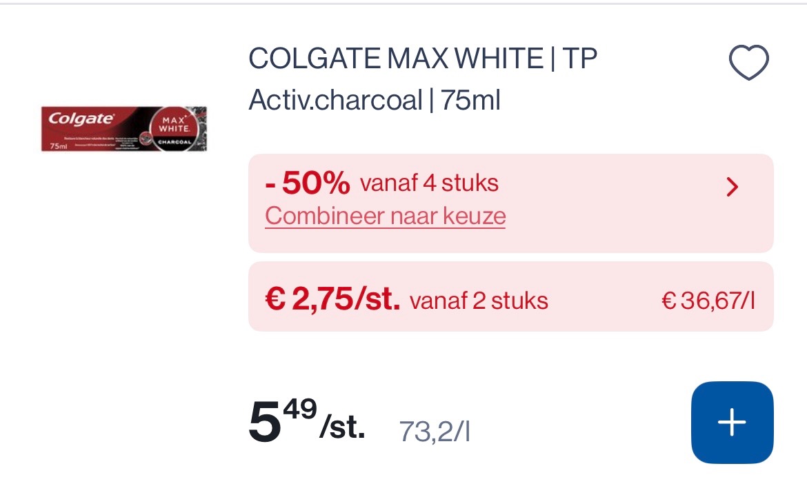 Colgate tandpasta goedkoper met 50% erbovenop