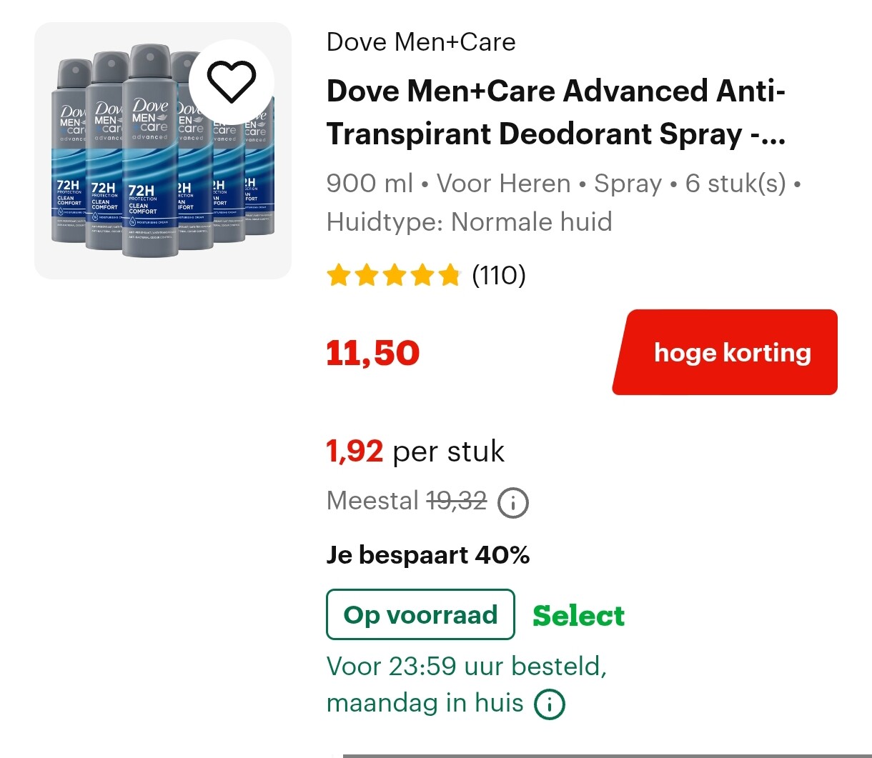 Dove men + Care deo aan 1,92€ bij bol!