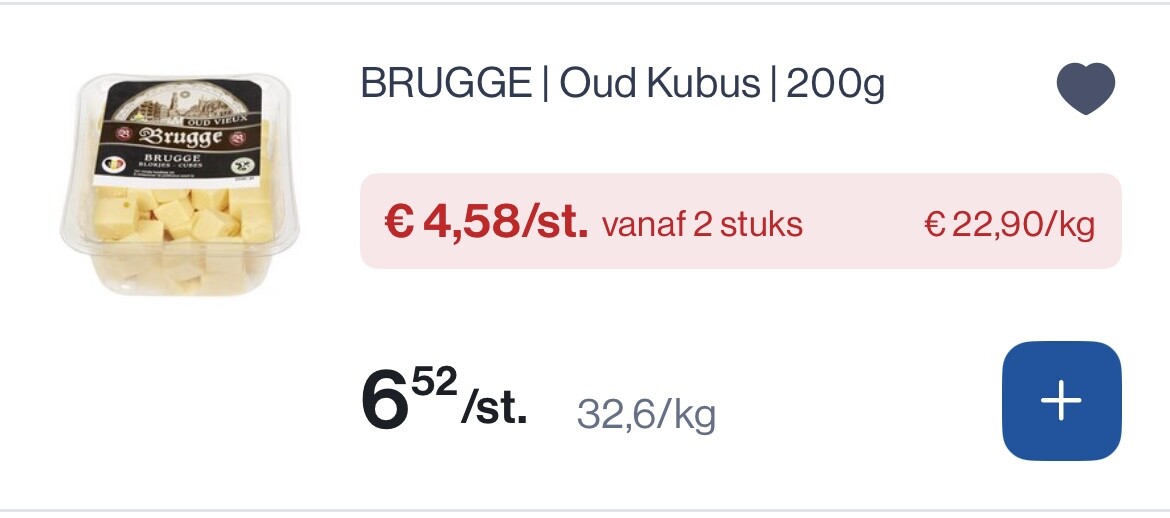 Brugge kaasblokjes oud 200 gram goedkoper