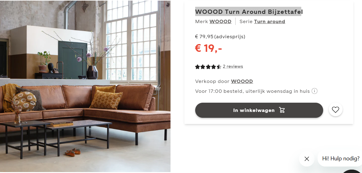 19€ voor een bijzet tafel van Wood
