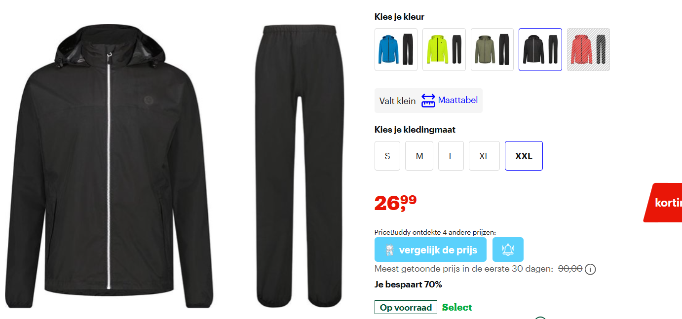 AGU regenpak verschillende maten nog aanwezig