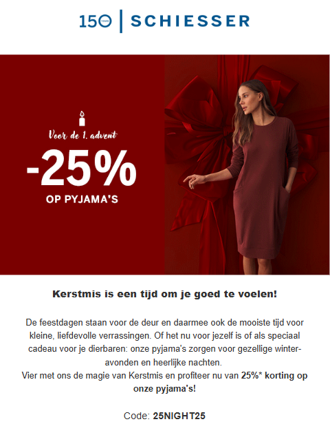 Schiesser: 25% korting op pyjama's