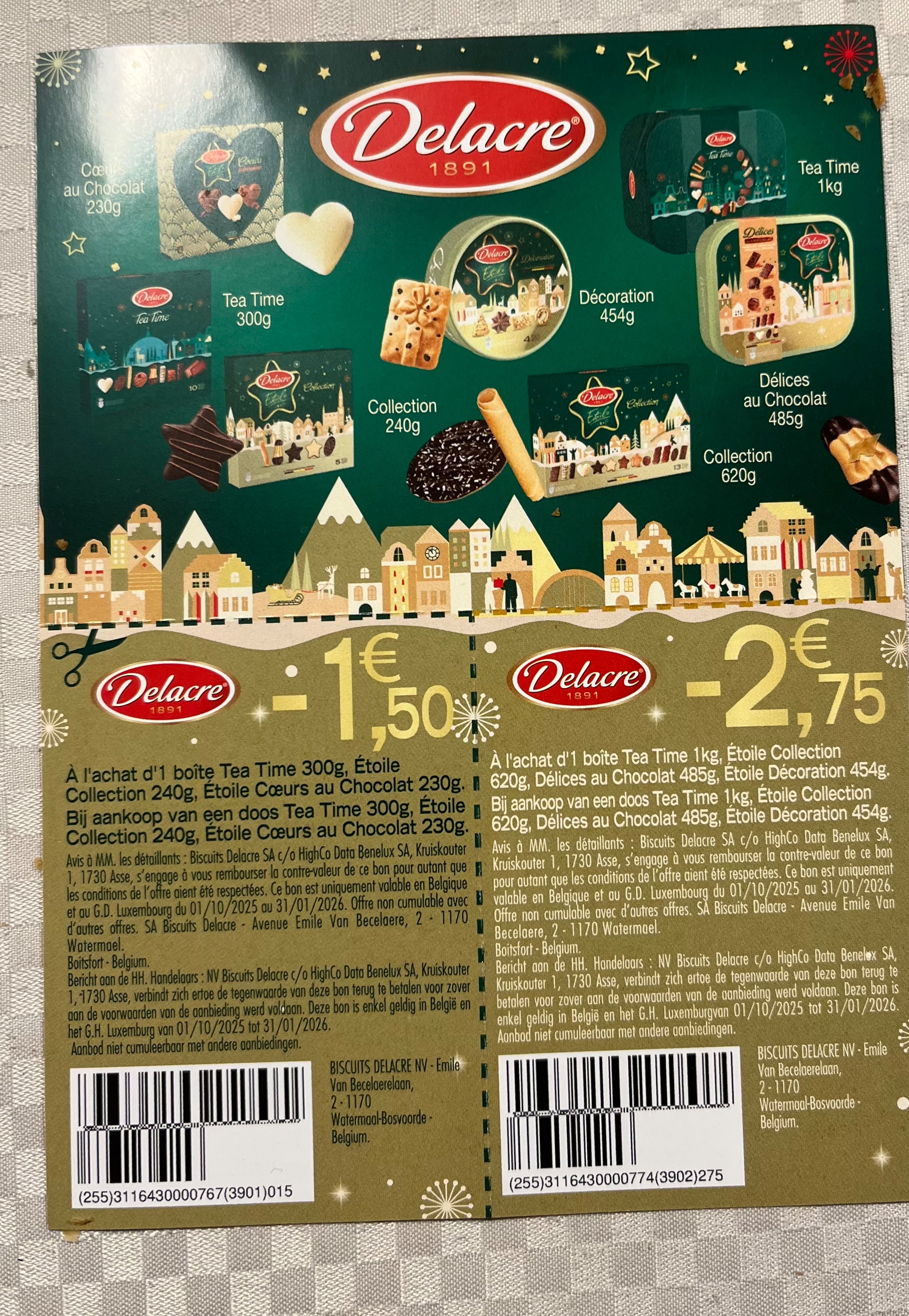 Coupon delacre eindejaars collectie bij Delhaize