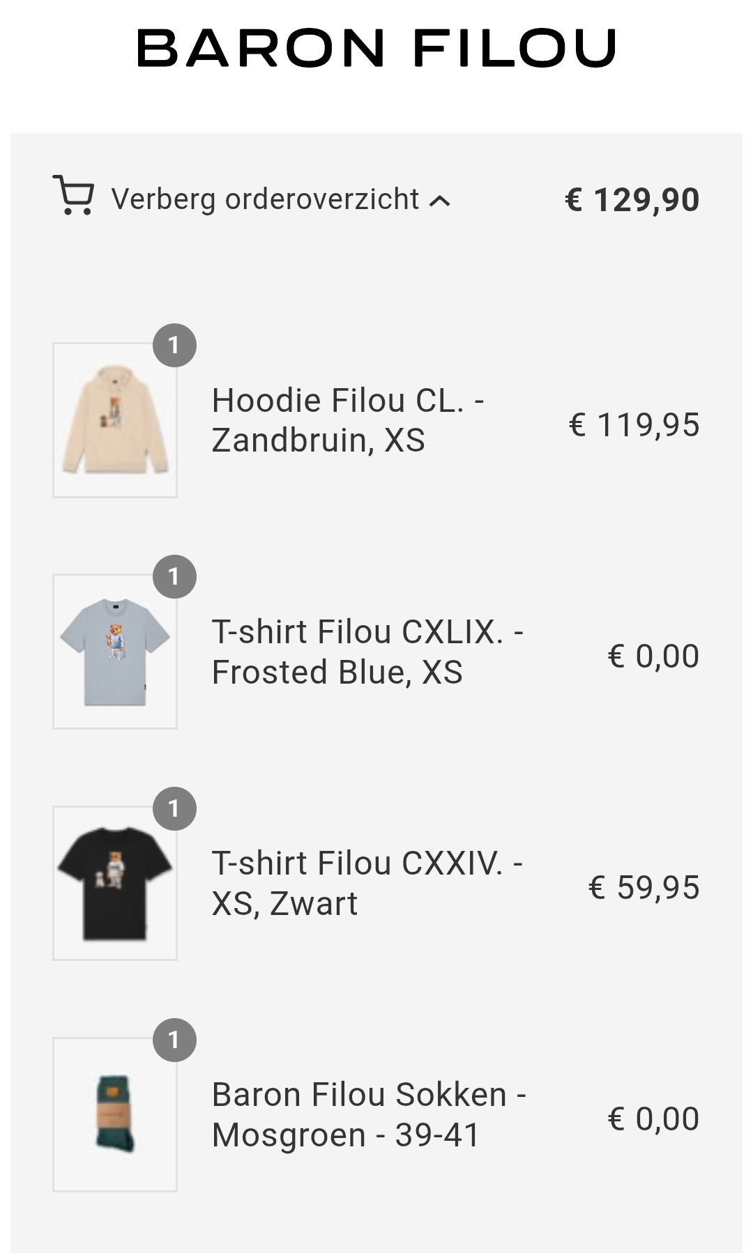 Baron Filou gratis t-shirt en kousen