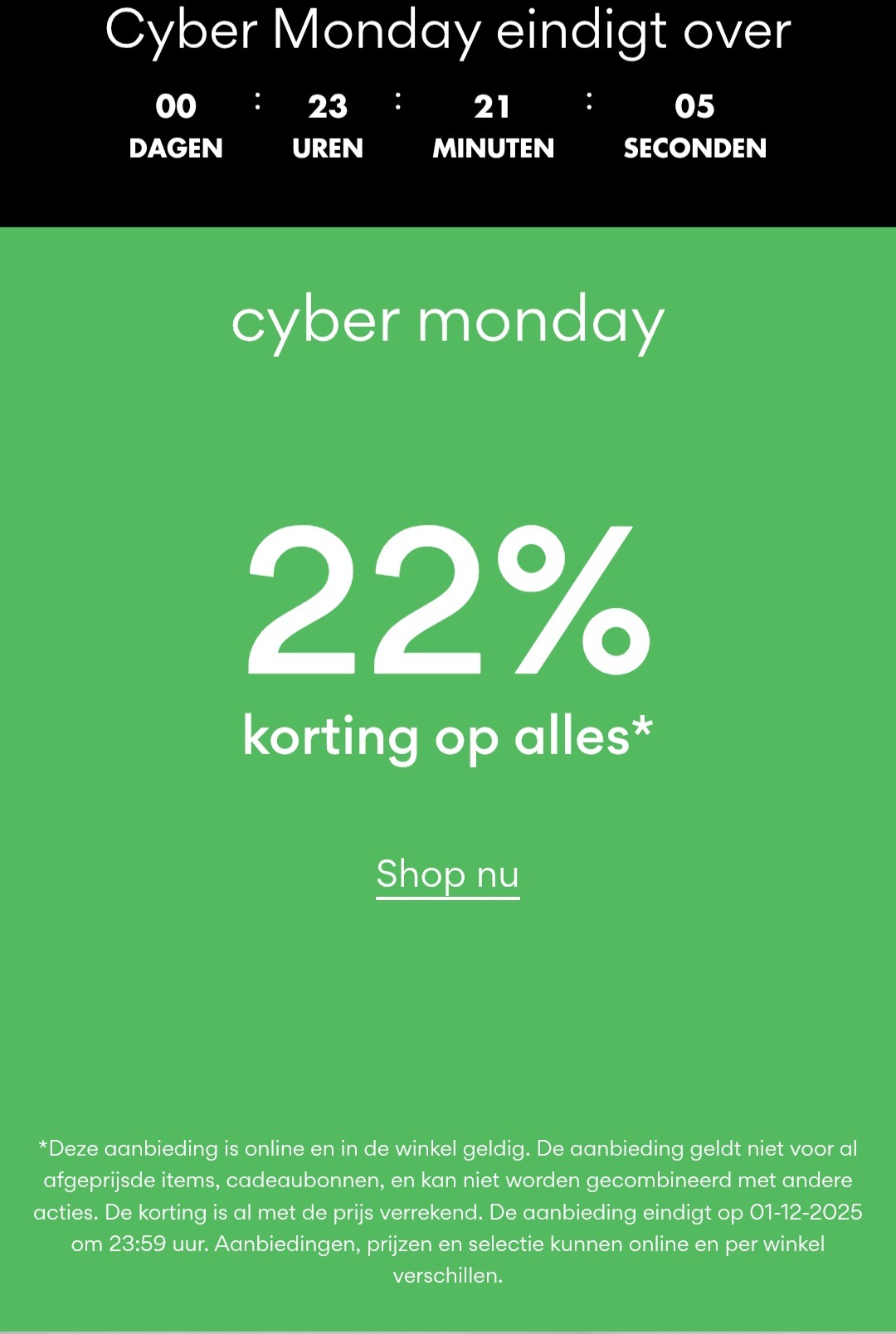 Alleen vandaag -22% op bijna alles
