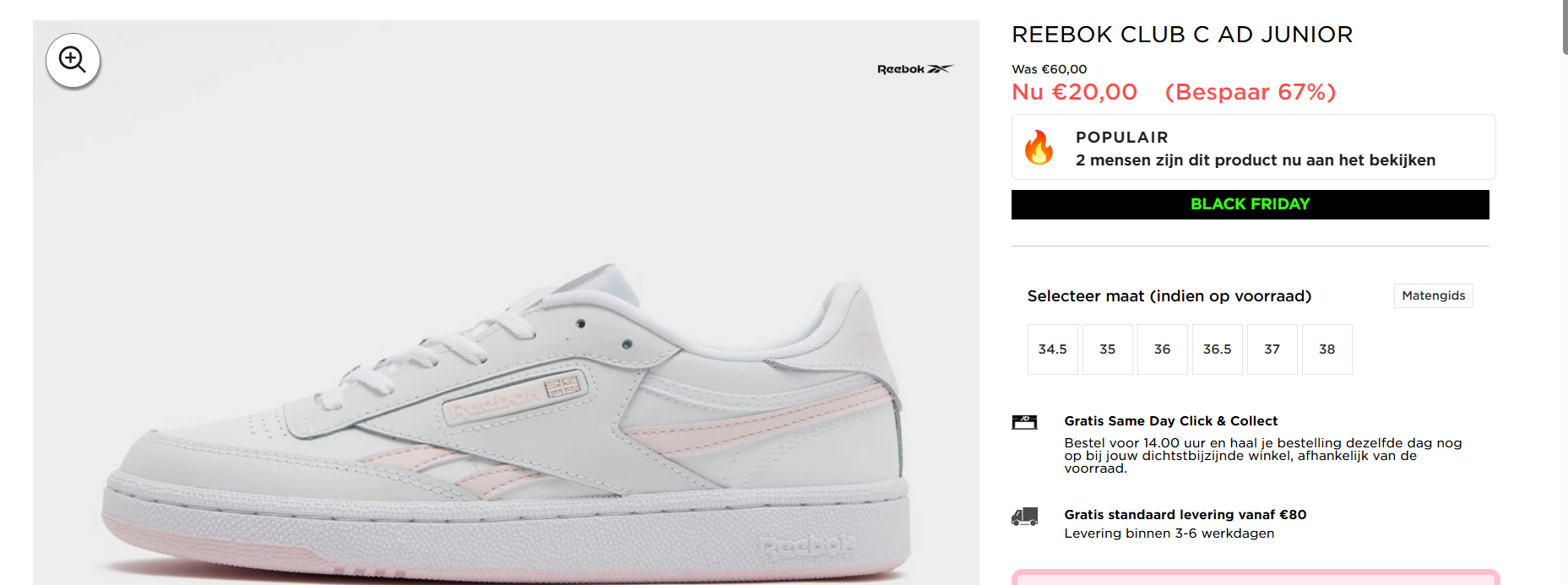 67% op Reebok voor dames en kinderen voor slechts 20€