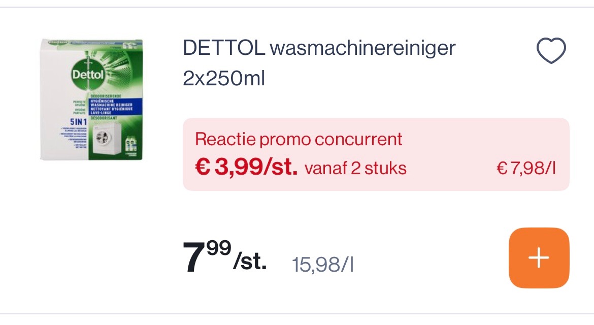 Dettol wasmachinereiniger 2x250 ml -50%