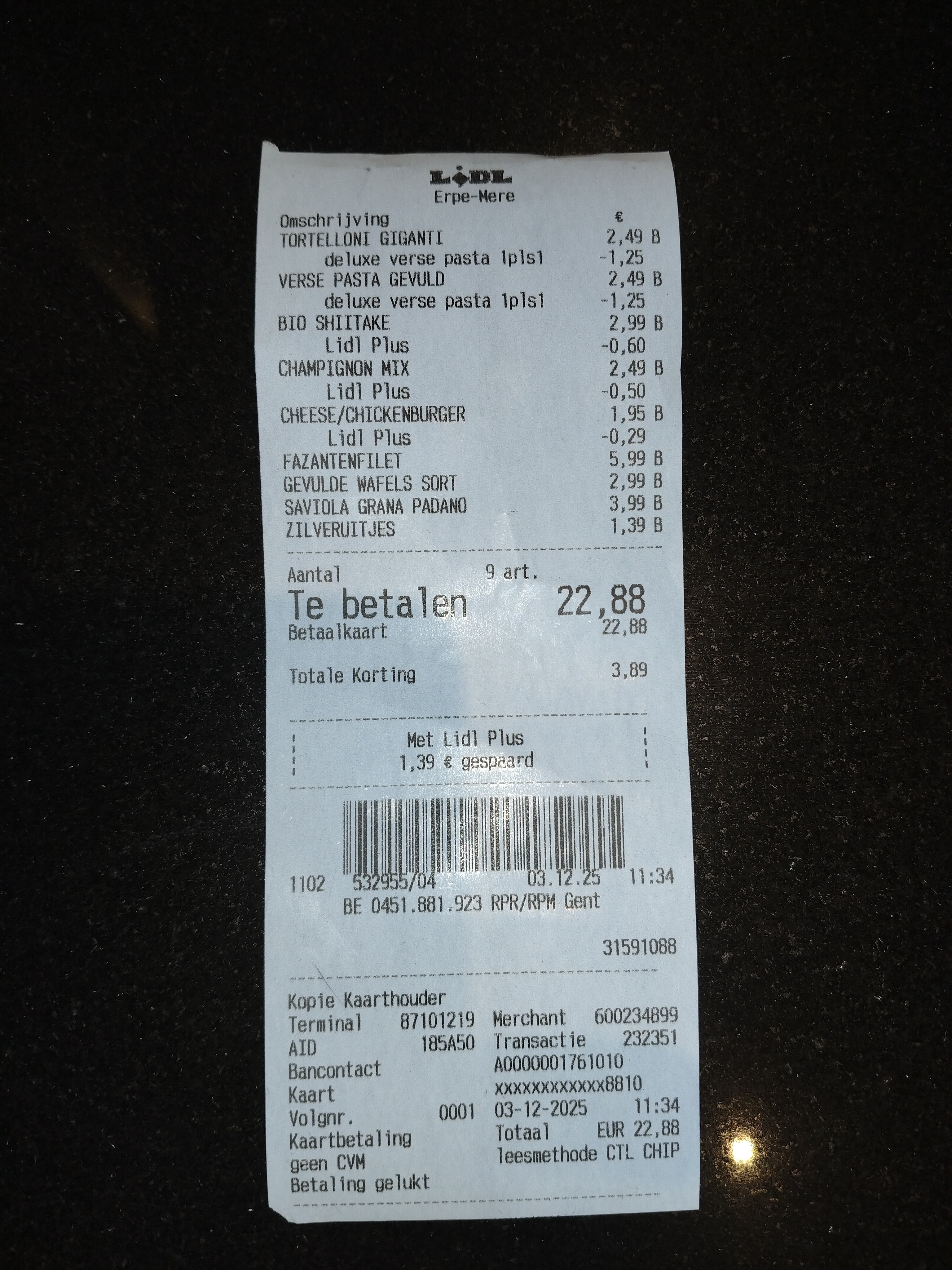 Lidl 1 + 1 gevulde pasta