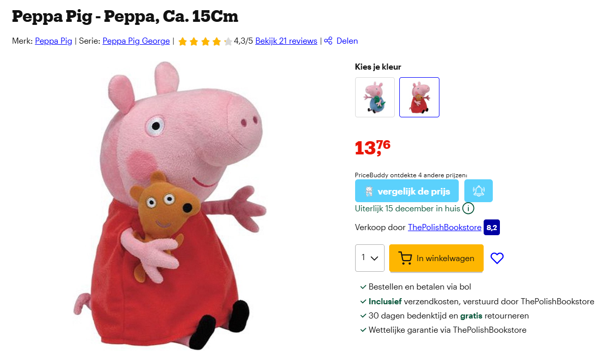 Peppa knuffel goedkoop bij Bol