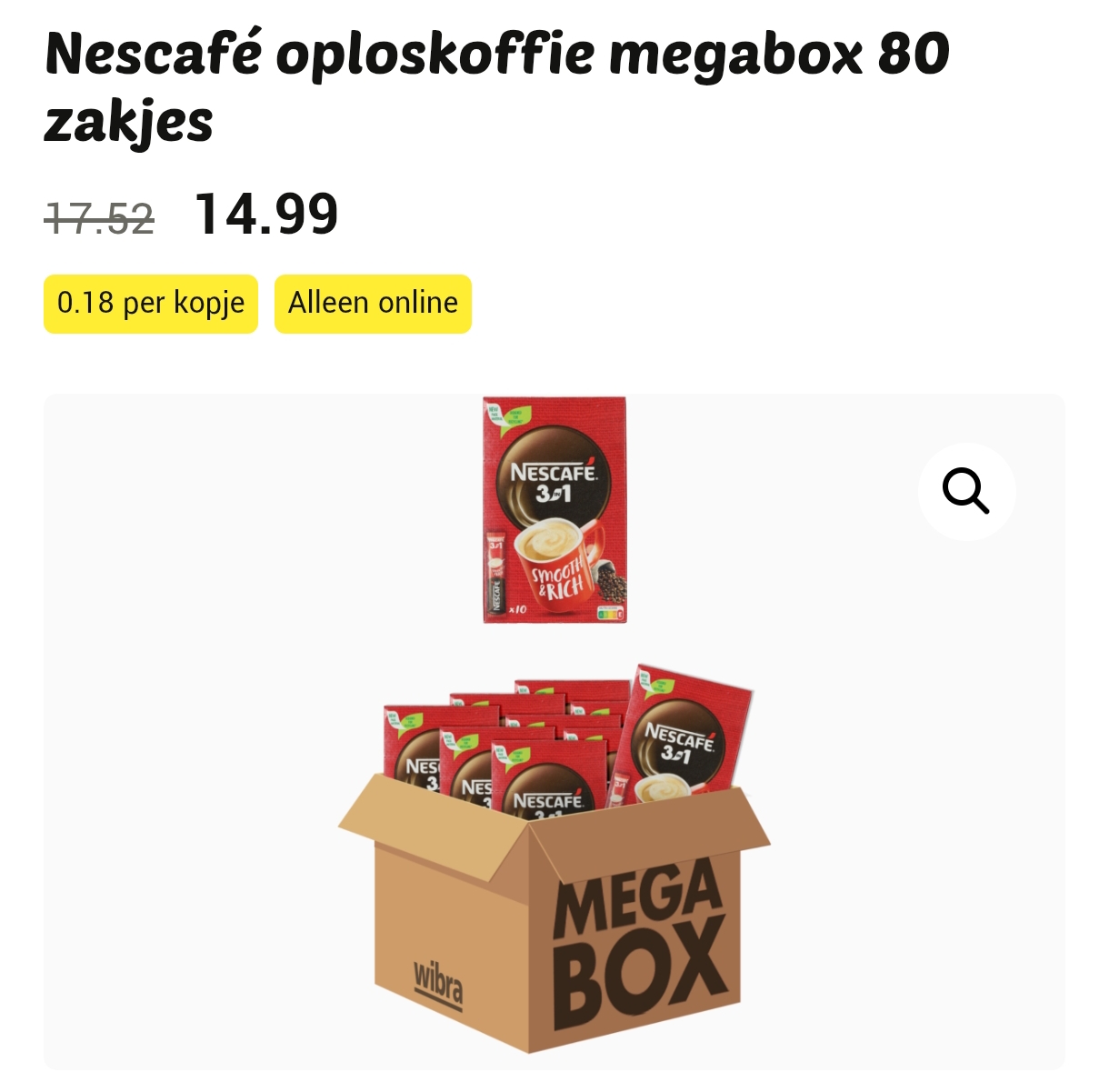 80 zakjes Nescafé 3 in 1 oploskoffie megabox!