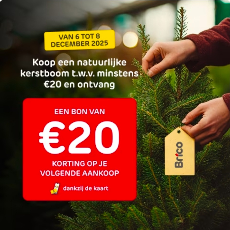 Kortingsbon €20 cadeau bij aankoop echte kerstboom