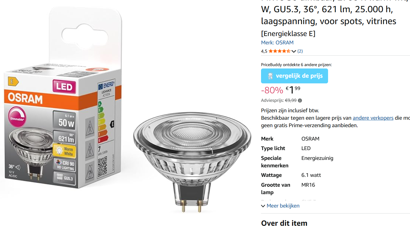 80% korting op Osram led spotjes