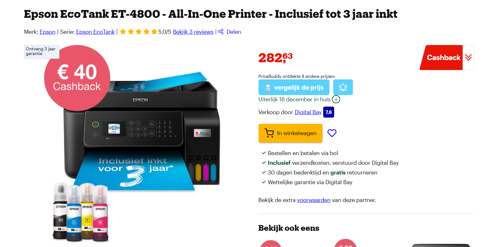 Epson EcoTank ET-4800 - All-In-One Printer - Inclusief inkt