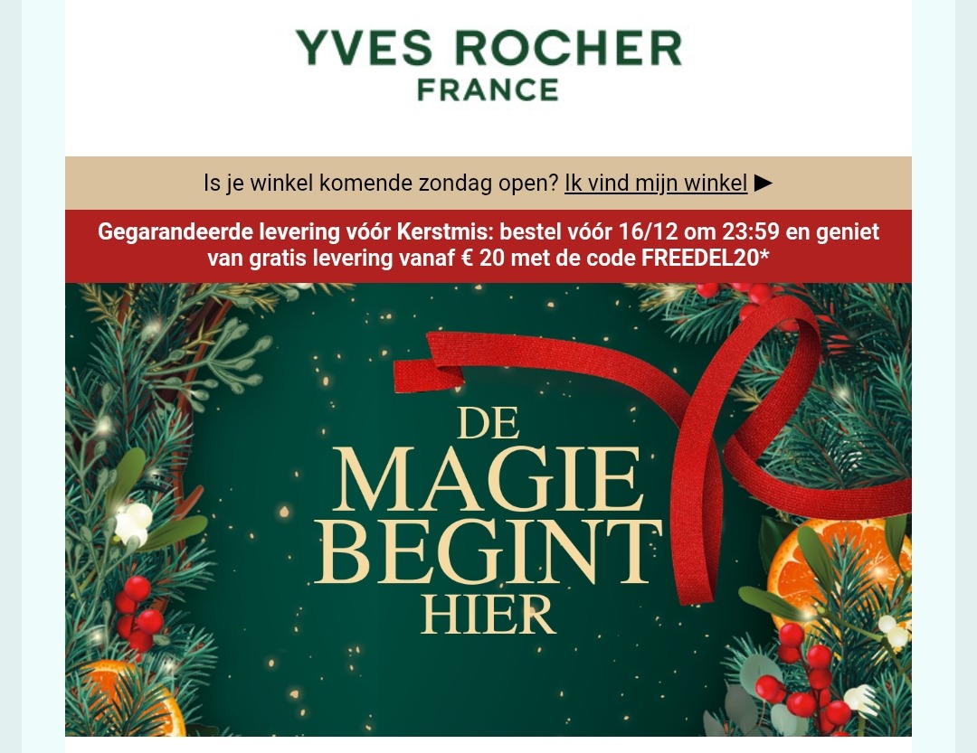Gratis verzending bij Yves Rocher vanaf €20 met code