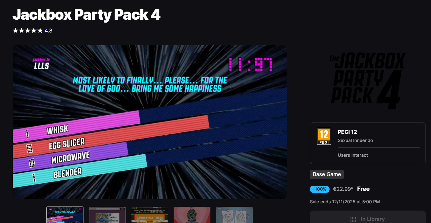 100% korting op deze pc party game - geen extra controllers nodig! Ideaal voor de feestdagen