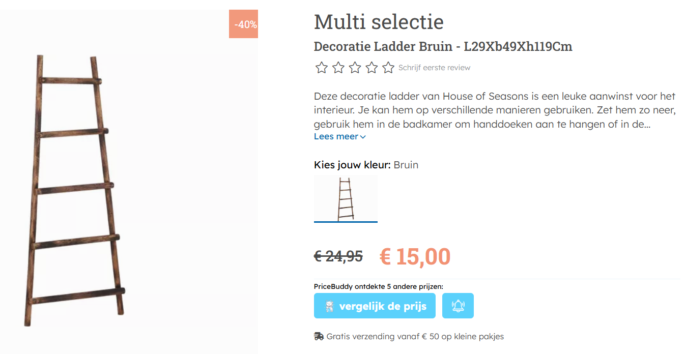 decoratieve ladder aan €15,00 of minstens 57% voordeel
