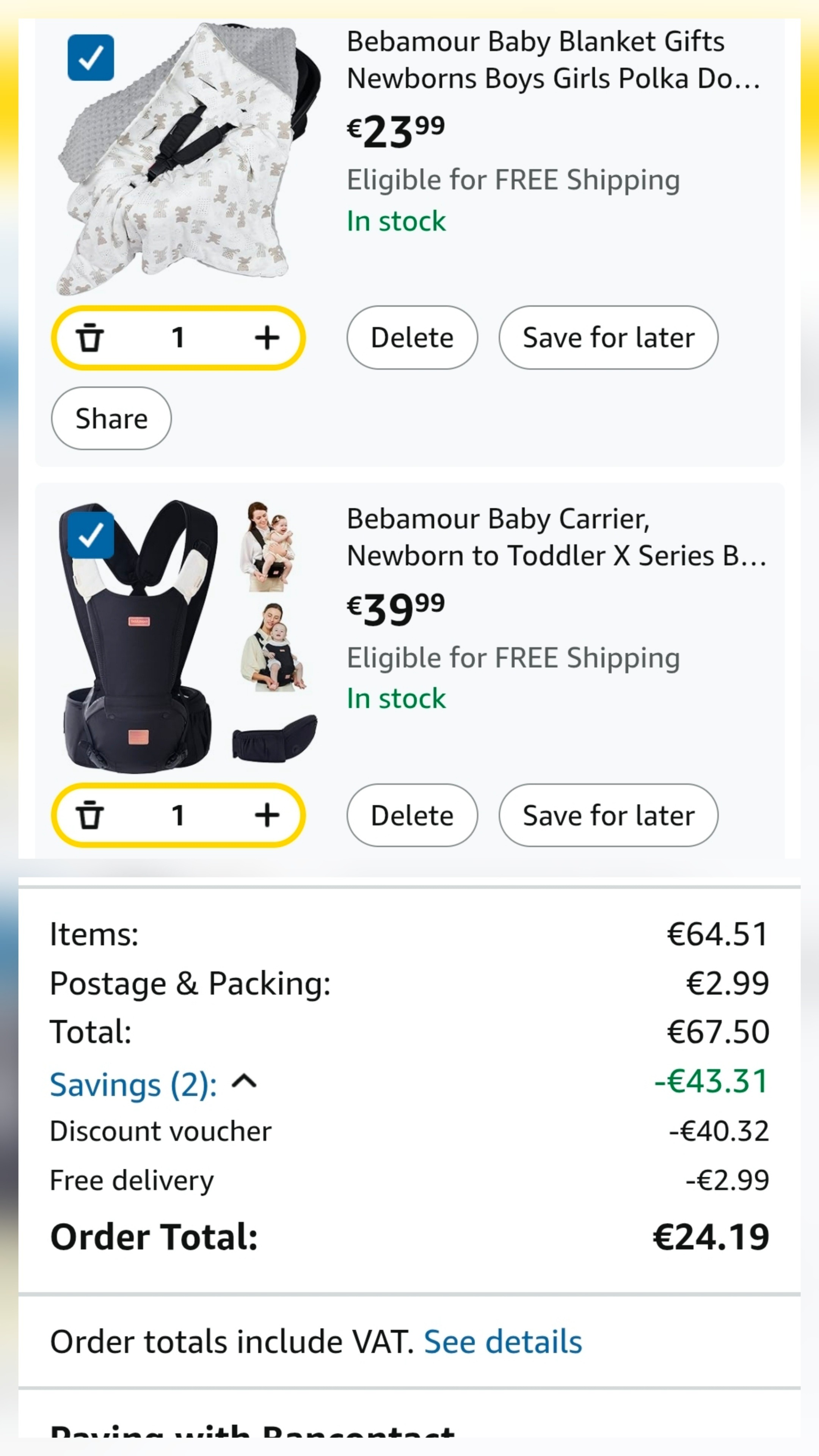 GRATIS baby draagzak bij aankoop op Amazon FR