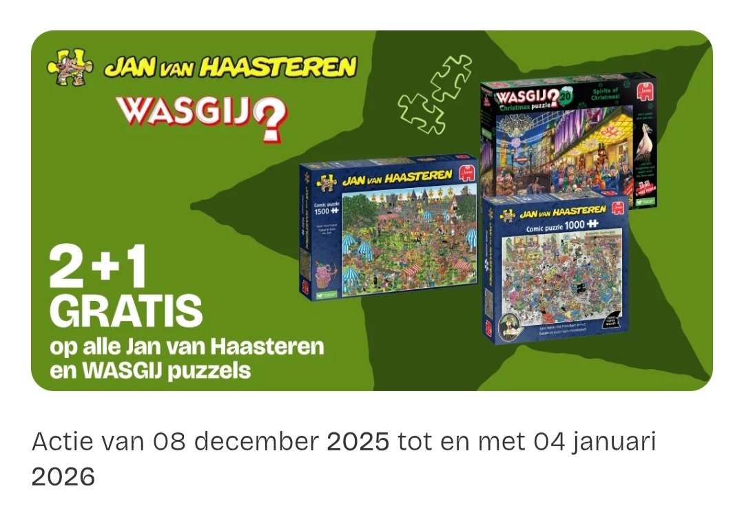 2+1 gratis op puzzels Jan Van Haasteren en Wasgij