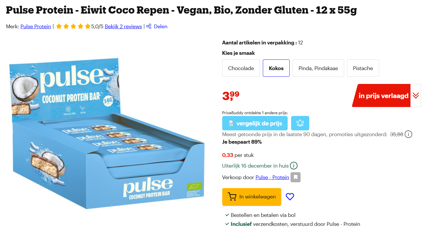 89% korting op Sportrepen 12X55 gr bij bol nu voor 3.99€