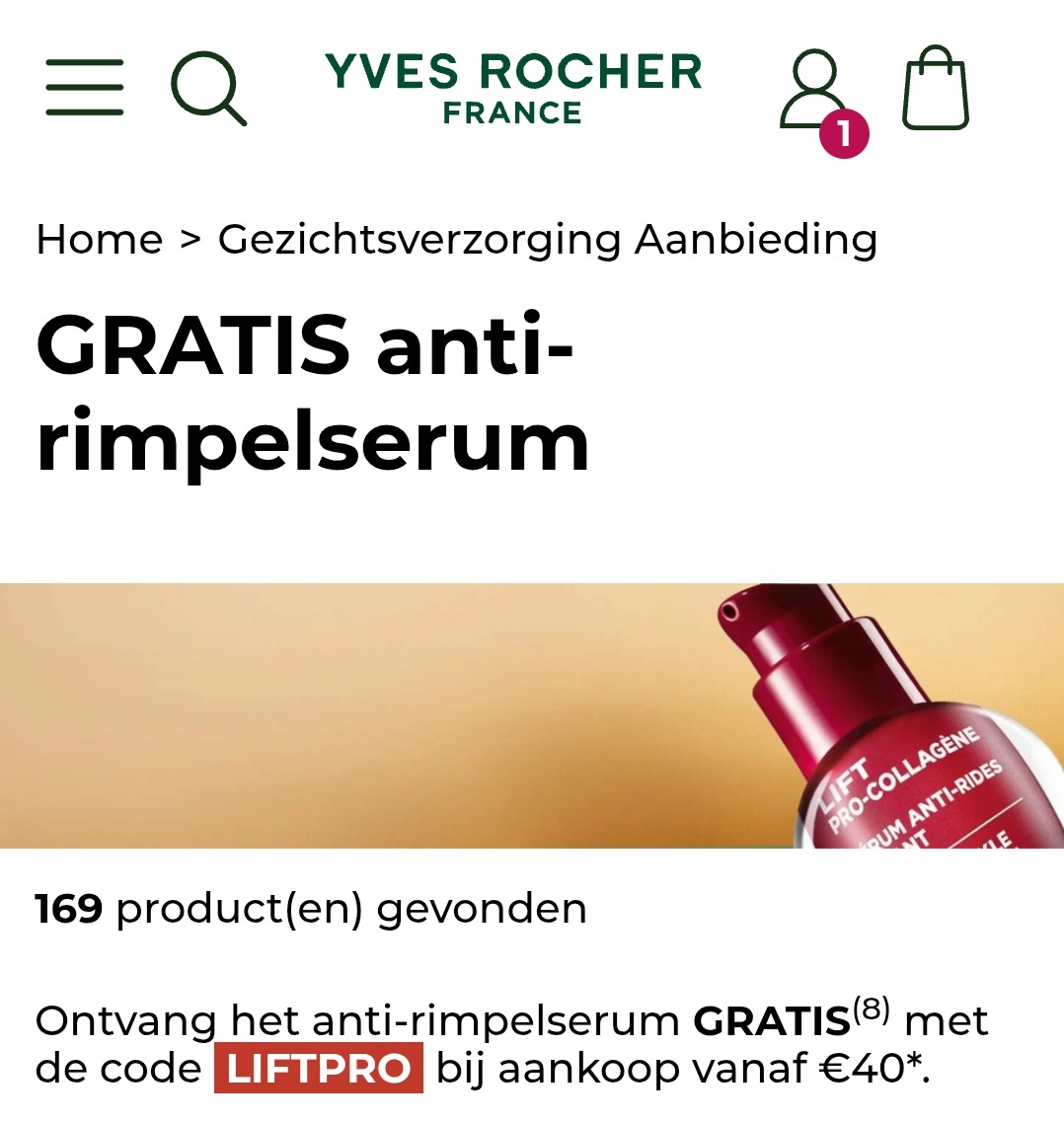 Gratis anti-rimpelserum bij Yves Rocher
