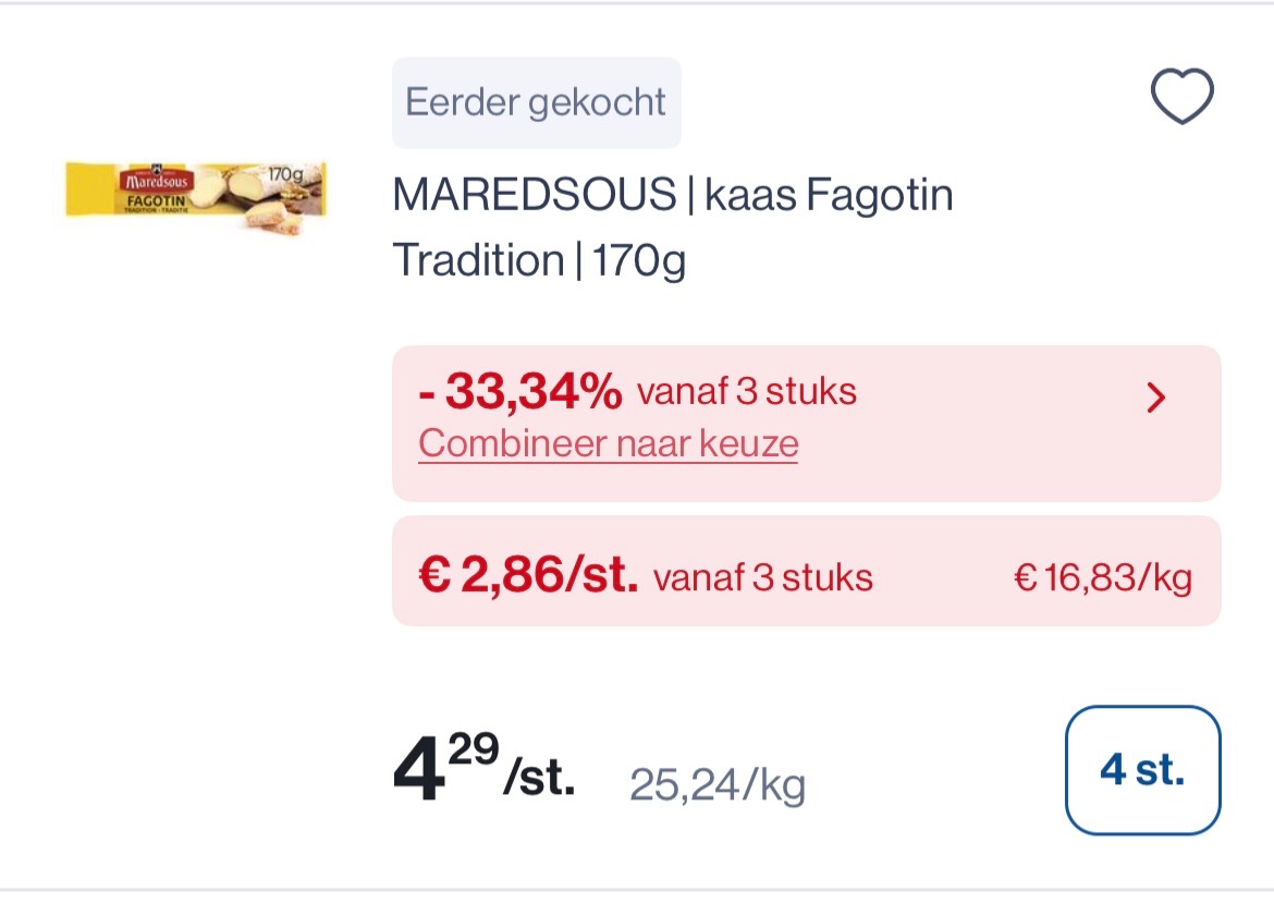 Maredsous kaas fagotin tradition 170 gram en Boursin in promo