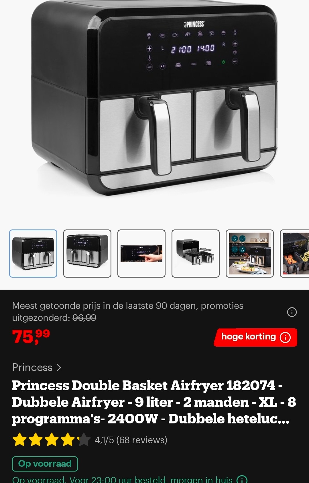 Princess 182074 Double Basket Aerofryer