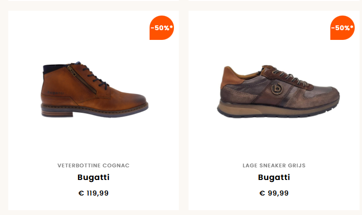 Bugatti herenschoenen -50% bij Berca