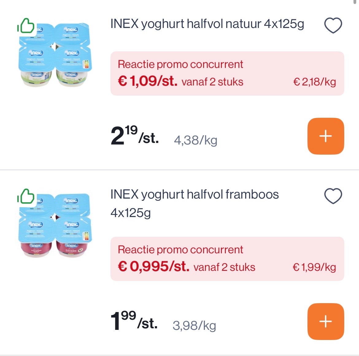 Inex yoghurt in promo in combinatie met wowi coupon