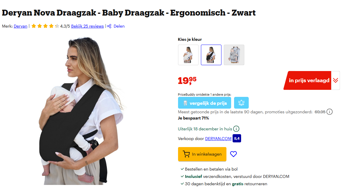 Deryan Nova Baby Draagzak -71%