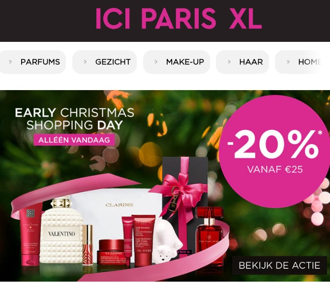 -20% op alles 🎄 Christmas shopping bij Ici Paris XL 🎁