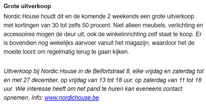 Scandinavische interieurwinkel Nordic House in Gent stopt en houdt uitverkoop