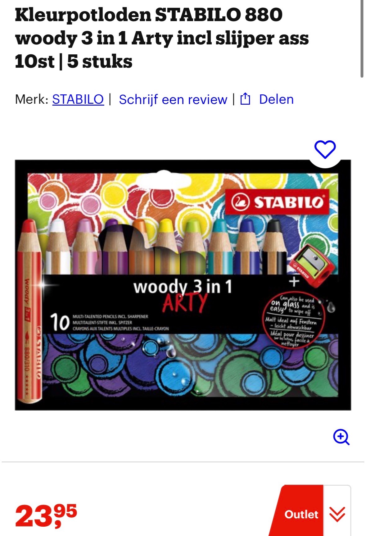 5x Stabilo woody 3 in 1 Arty incl slijper