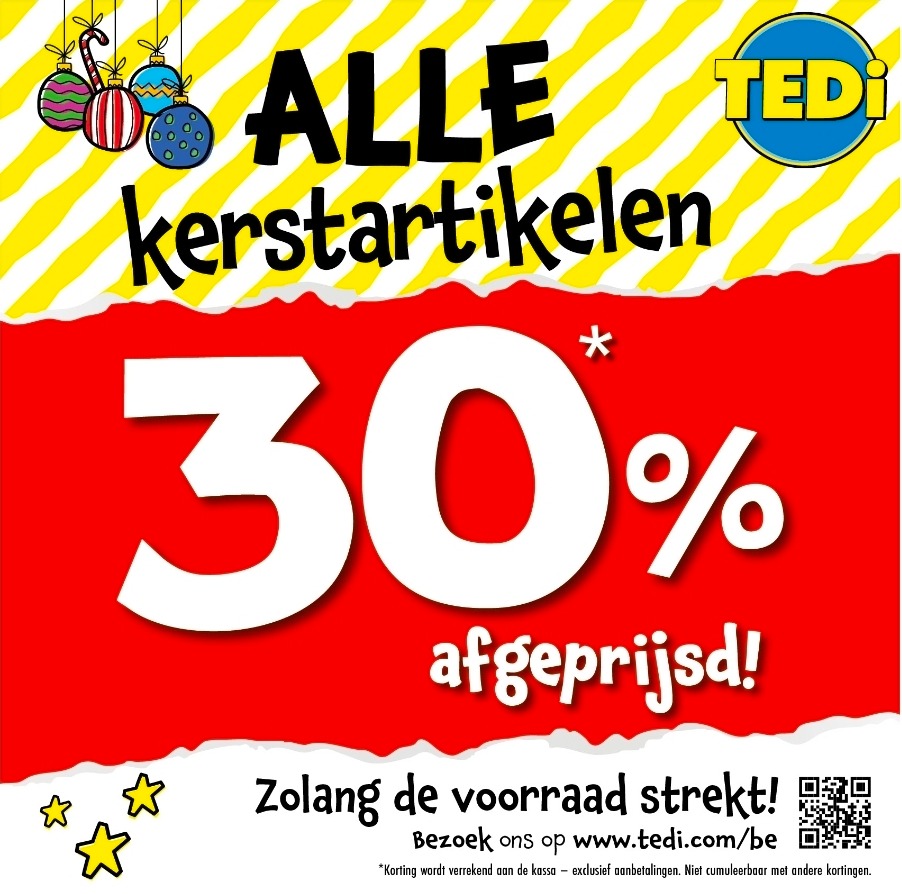 30% korting op alle kerstartikelen & kerstkaarsen