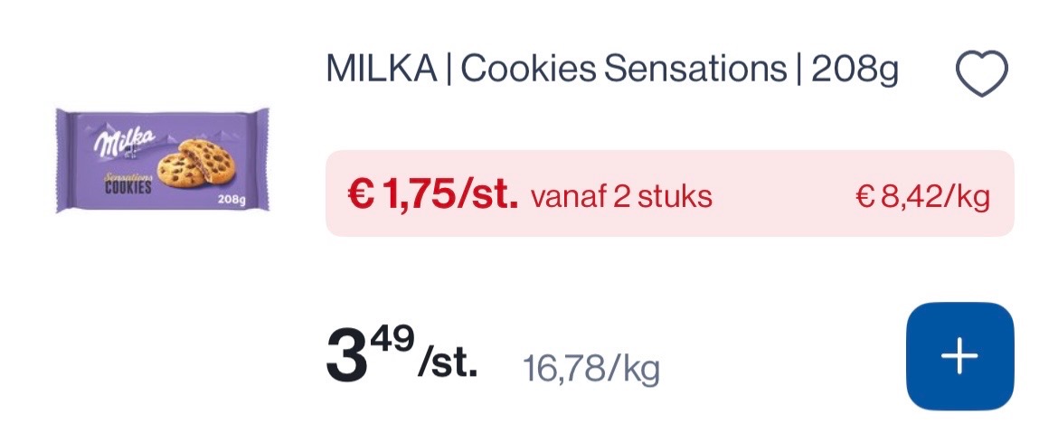 Milka cookies sensations 208 gram -50% en bahlsen koekjes in promo