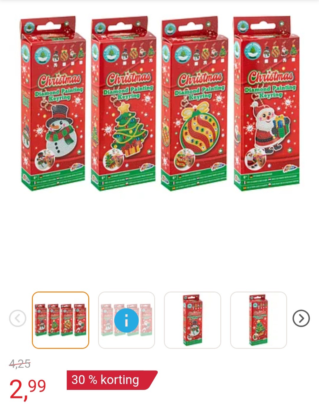 Maak je eigen Diamond Painting Sleutelhanger Kerst -30%