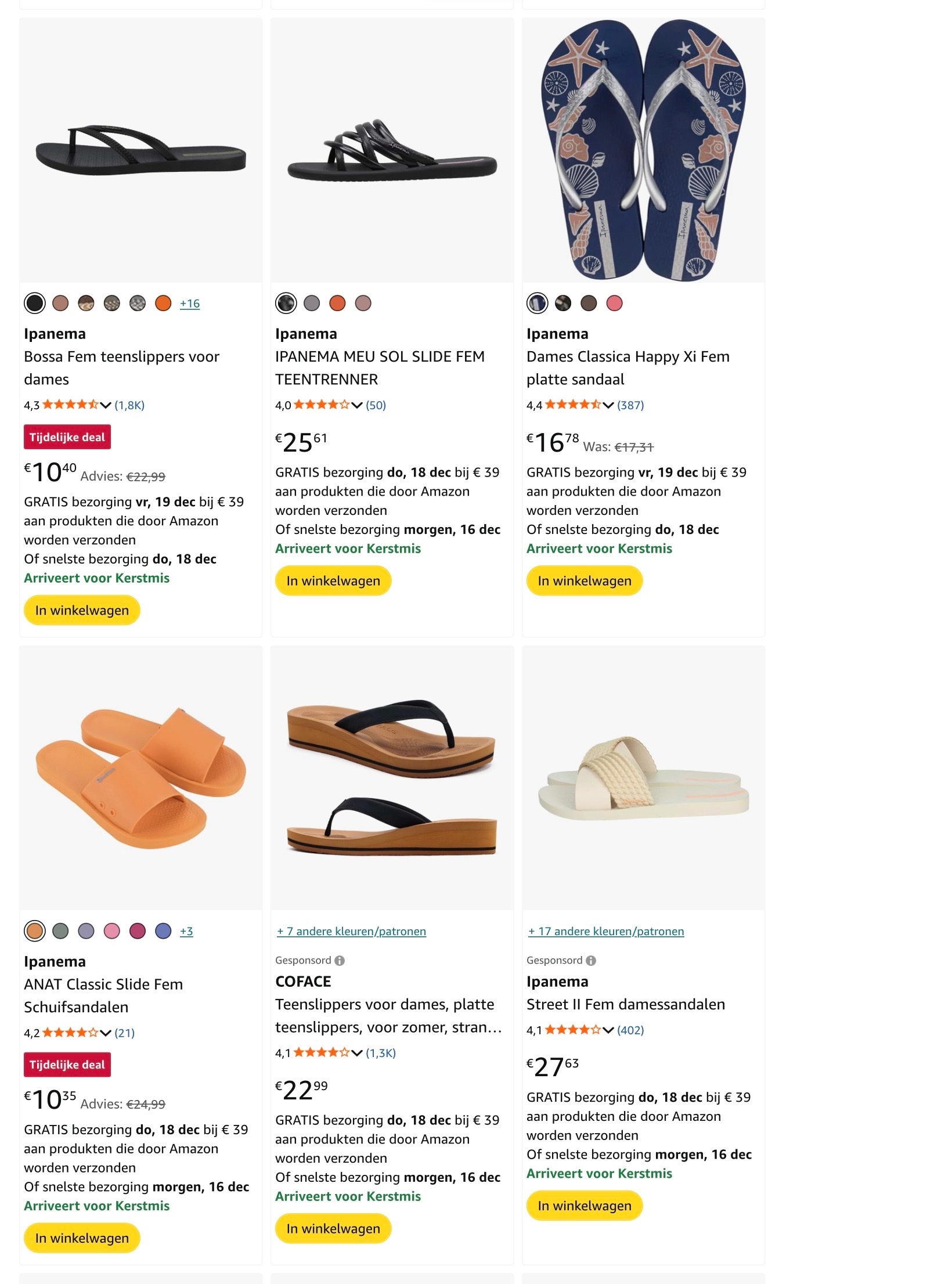 Teenslippers, schuifsandalen tot -59%