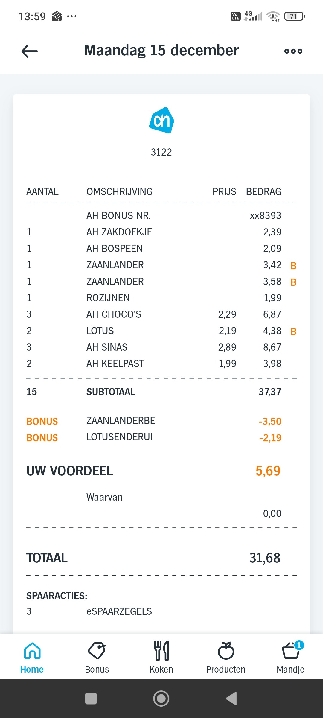 €5,69 korting ah
